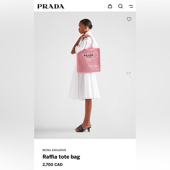 Prada Raffia Pink Tote Bag - Picture 2 of 16